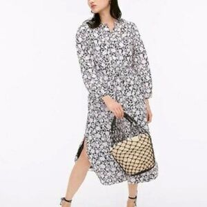 J CREW - Tie-waist Cotton Voile Midi Dress in Rose Vines